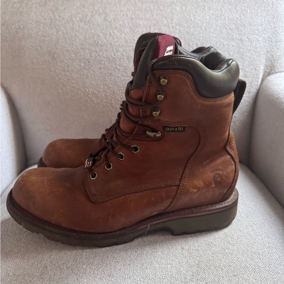 CHIPPEWA LOGGER CHIP-A-TEX MEN'S  Size 10.5D LEATHER  BOOTS Waterproof Soft Toe - Picture 7 of 8
